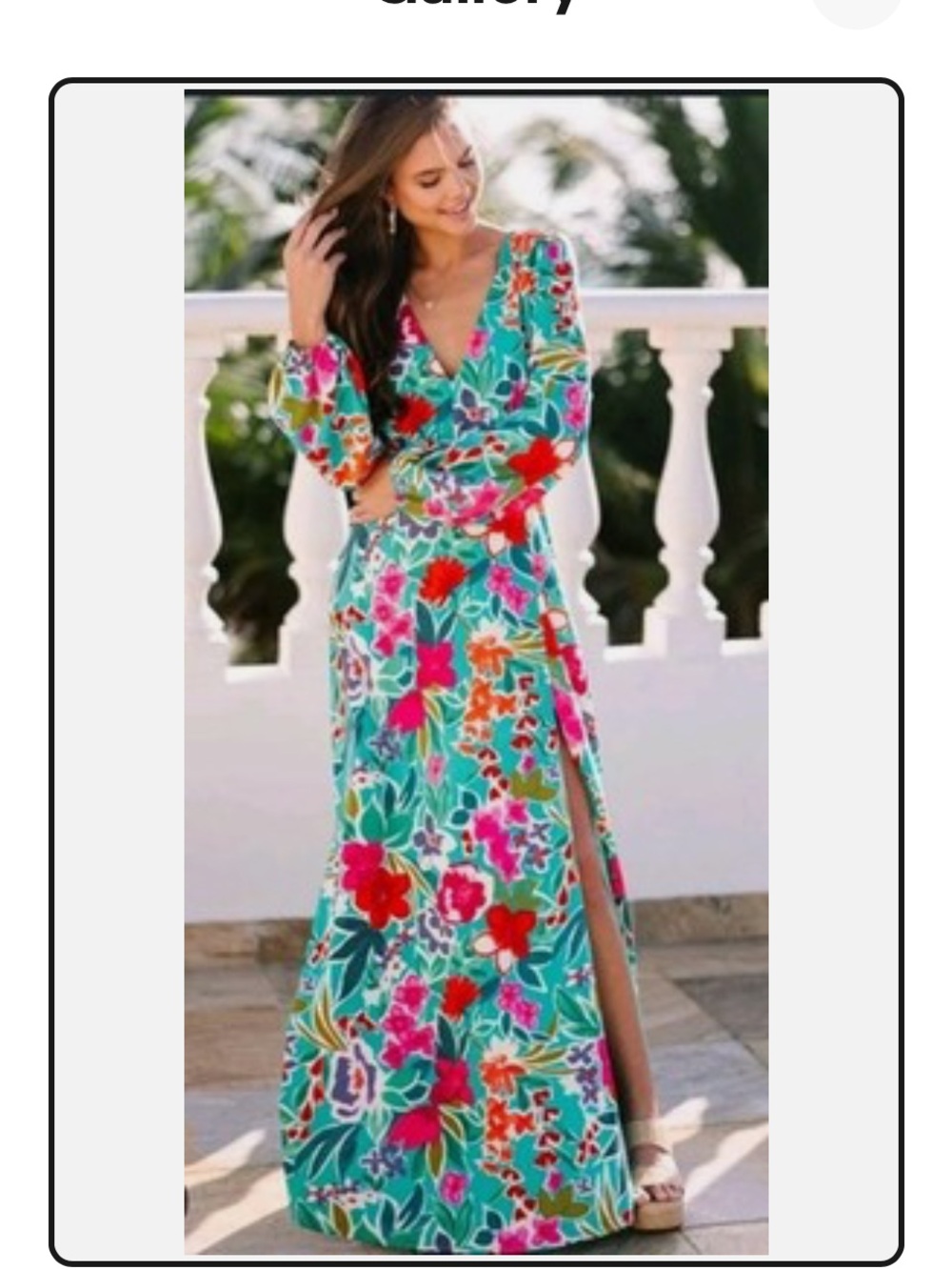 Shop The Mint Floral V-Neck Maxi Dress in Teal with Pink & Red Blooms